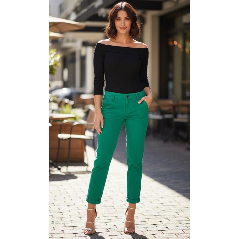 Gap Broken In Straight Khakis Green Straight Leg Casual Preppy Academia Pants 8
